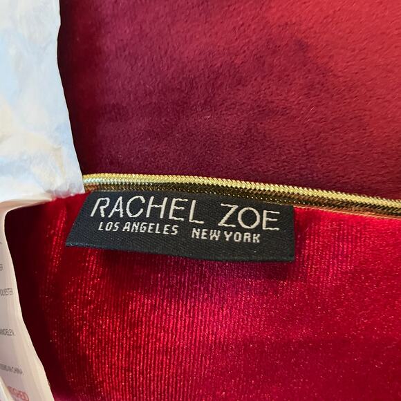 Rachel Zoe Velvet Christmas Ornament Pillow 10in Red Designer Holiday Decor New - Picture 12 of 13